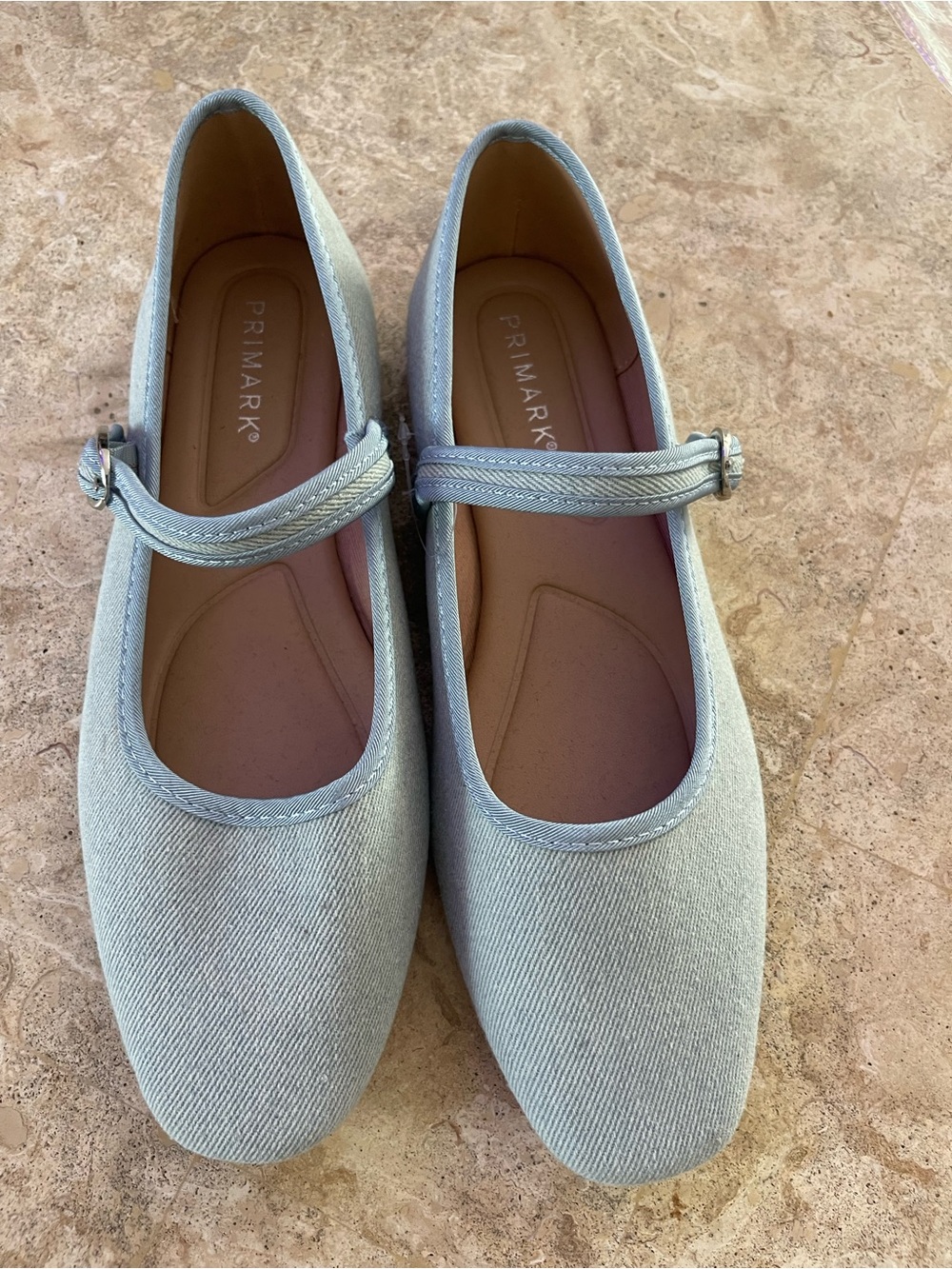 Primark Women's Light Blue Mary Jane Flats Size 9